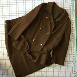 Vintage Pencil Skirt Suit Jacket Sz 2/4 olive gree